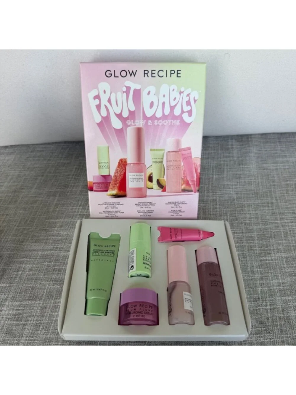 NEW GLOW RECIPE FRUIT BABIES GLOW & SOOTHE SKINCARE 6-PIECE GIFT SET